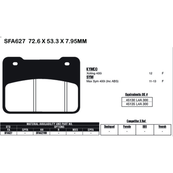 EBC FERODO Brake Pads FA627